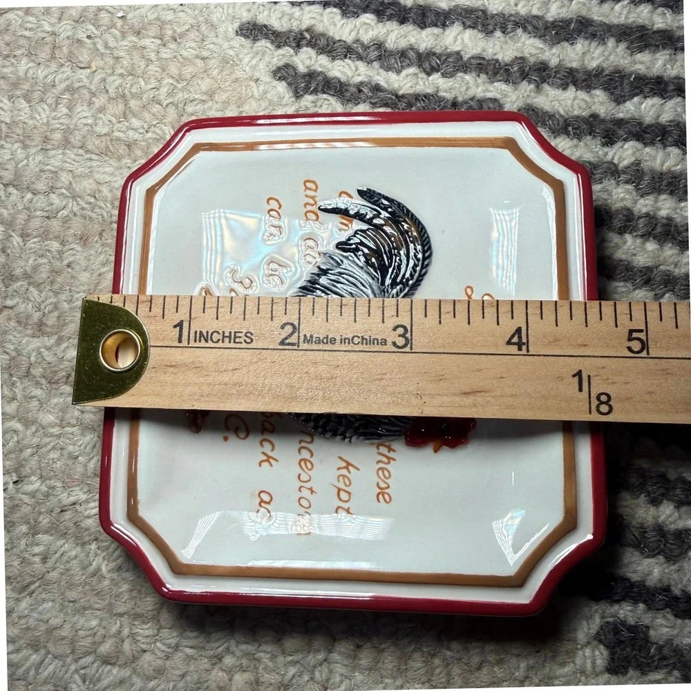 MWW Market Rooster Mini Plates Set 4 Leghorn‎ Cockerel Cuckoo Maran 3D Ceramic
